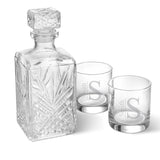 Personalized Square Whiskey Decanter Set with Stopper and 2 Low Ball Glass Set