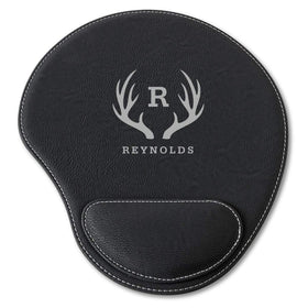 Black Faux Leather Personalized Mouse Pad