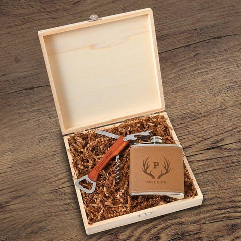 Personalized Kelso Groomsmen Flask Gift Box Set