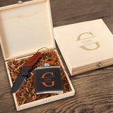 Personalized Stirling Groomsmen Flask Gift Box Set