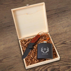 Personalized Larkhall Groomsmen Flask Gift Box Set