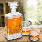 Personalized Kinsale Rectangular 24 oz. Whiskey Decanter - Set of 2 Lowball Glasses