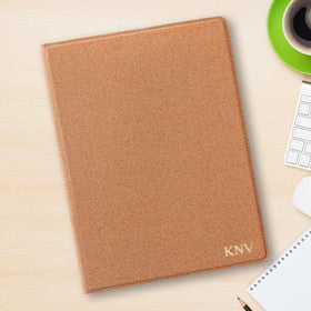 Monogrammed Cork Portfolio with Notepad