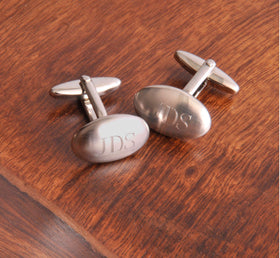 Personalized Cufflinks - Oval Brushed