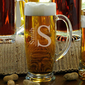 Personalized Beer Mugs - Glass - Slim - Monogrammed - 18 oz.