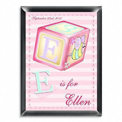 Personalized Kid's Room Signs - Girly Bee Block