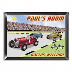 Personalized Kid's Room Sign - Racer