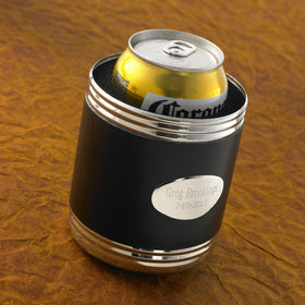 Personalized Can Coolers - Leather - Black - Groomsmen Gifts