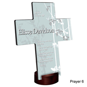 Personalized Faith and Flowers Cross with Stand