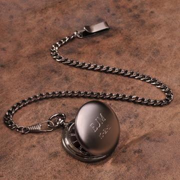 Personalized Pocket Watch - Gunmetal - 1.5" Diameter