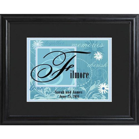 Personalized Coupleâ€™s Name Sign - Framed - Blue