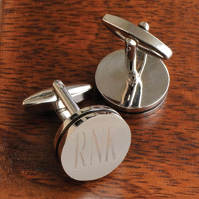 Personalized Cufflinks - Pin Stripe - Silver - Monogram - Groomsmen Gifts