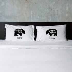 Personalized Mama Bear & Papa Bear Couples Pillow Case Set