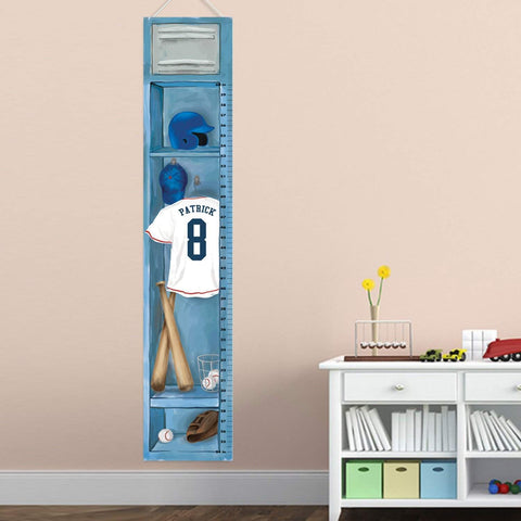 Personalized Sports Locker Growth Chart for Boys - Baseball Height Chart