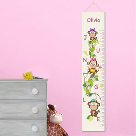 Personalized Girl Monkey Growth Chart - Monkey Height Chart