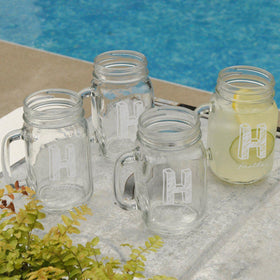 Personalized Glasses - Set of 4 - Mason Jars - Glassware - Wedding Gifts
