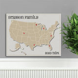 Personalized Family Signs - Travel Map - Canvas Sign