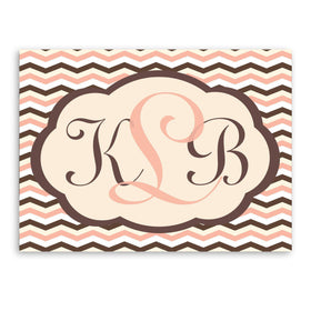 Personalized Baby Pink and Brown Chevron Canvas Sign
