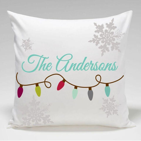 Personalized Holiday Throw Pillows - Christmas Lights