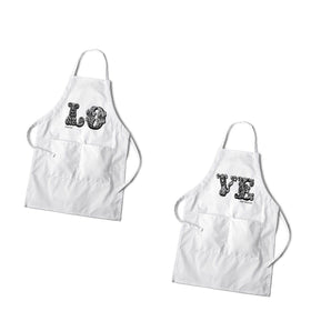 Personalized Couples White Apron Set