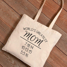 Personalized Tote Bags - World's Greatest Mom - Mother's Day Gifts