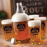 Personalized Growler - 4 Pint Glasses - Growler Set - 64 oz.