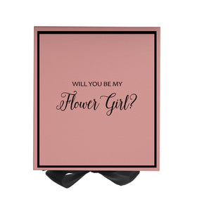 Will You Be My Flower Girl? Proposal Box Pink w/ Black Bow -  Border