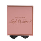 Will You Be My maid of honor? Proposal Box Pink w/ Black Bow -  Border