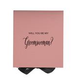 Will You Be My groomswoman? Proposal Box Pink w/ Black Bow - No Border