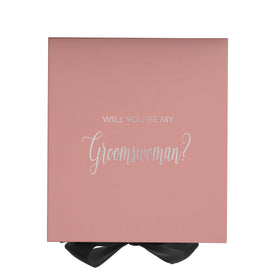 Will You Be My groomswoman? Proposal Box Pink w/ Black Bow - No Border