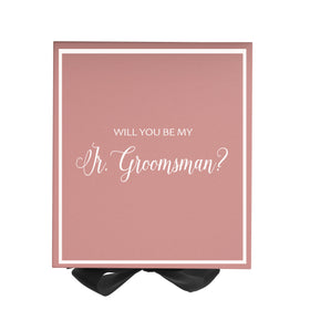 Will You Be My jr groomsman? Proposal Box Pink w/ Black Bow -  Border