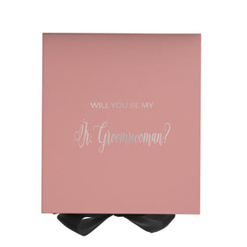 Will You Be My Jr Groomswoman? Proposal Box Pink w/ Black Bow - No Border