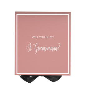 Will You Be My Jr Groomswoman? Proposal Box Pink w/ Black Bow -  Border