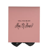 Will You Be My Man of Honor? Proposal Box Pink w/ Black Bow - No Border