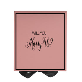 Will You Marry Us?? Proposal Box Pink w/ Black Bow -  Border