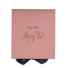 Will You Marry Us?? Proposal Box Pink w/ Black Bow - No Border