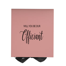 Will You Be our Officiant? Proposal Box Pink w/ Black Bow - No Border