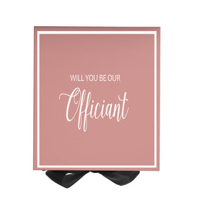 Will You Be our Officiant? Proposal Box Pink w/ Black Bow -  Border