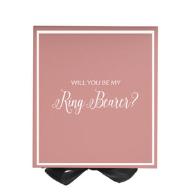 Will You Be My Ring Bearer? Proposal Box Pink w/ Black Bow -  Border