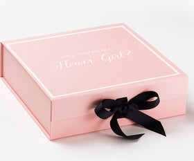 Will You Be My Flower Girl? Proposal Box Pink w/ Black Bow -  Border