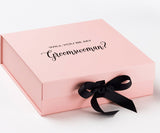 Will You Be My groomswoman? Proposal Box Pink w/ Black Bow - No Border