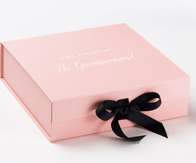 Will You Be My Jr Groomswoman? Proposal Box Pink w/ Black Bow - No Border