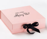 Will You Marry Us?? Proposal Box Pink w/ Black Bow - No Border