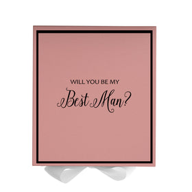 Will You Be My Best man? Proposal Box Pink w/ White Bow -  Border