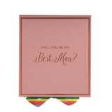 Will You Be My Best man? Proposal Box pink -  Border - Rainbow Ribbon