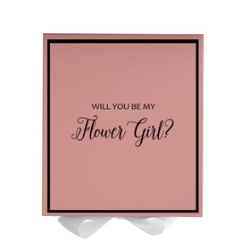 Will You Be My Flower Girl? Proposal Box Pink w/ White Bow -  Border