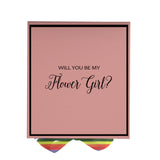 Will You Be My Flower Girl? Proposal Box pink -  Border - Rainbow Ribbon