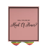 Will You Be My maid of honor? Proposal Box pink -  Border - Rainbow Ribbon