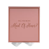 Will You Be My maid of honor? Proposal Box Pink w/ White Bow -  Border