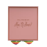 Will You Be My Man of Honor? Proposal Box pink -  Border - Rainbow Ribbon